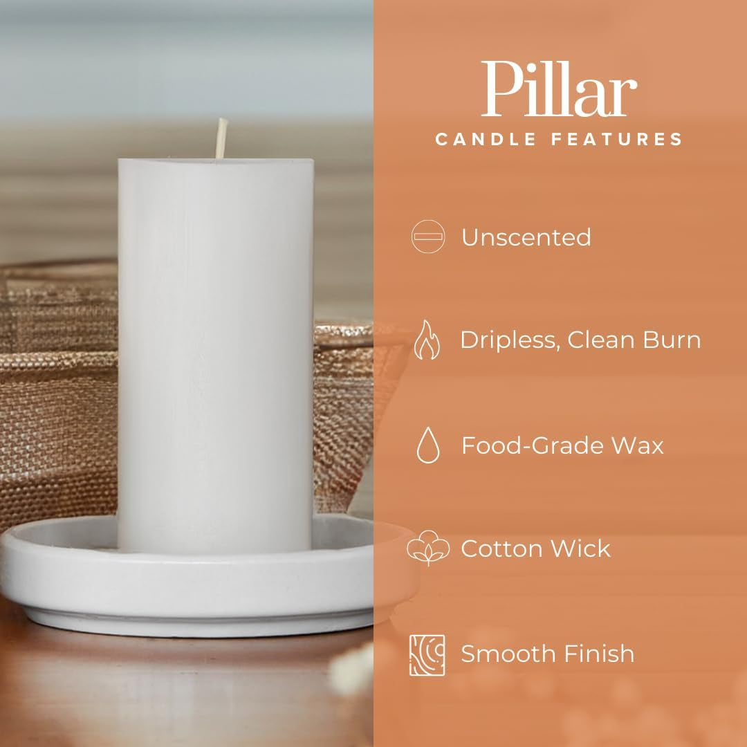 White Pillar Candles 2X4, Set of 10, Unscented, Dripless